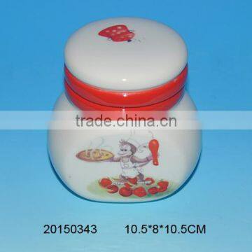 Decorative ceramic kitchen storage containers with monkey painting