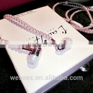 Pearl Necklace Piston Earphones for universal mobile phone