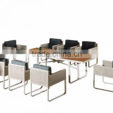 Synthetic Wicker Rattan Dining Set Outdoor Furniture (1.2mm Alu Frame Powder Coated,5cm Thick Cushion, Waterproof Fabric) photo-2