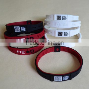 2016 factory wholesale silicone QR barcode id bracelet