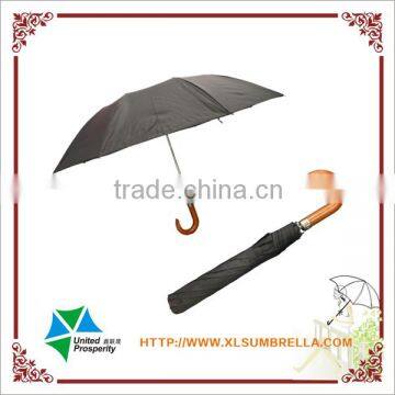 Hooked wooden handle 2 fold umbrella from china supplier                        
                                                Quality Choice