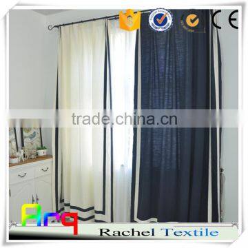 white and blue color linen cotton blend 110" new design curtain fabric for home/ hotel livingroom window