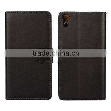 Plain Wallet Genuine Leather Case Cover For Sony Xperia Z4 photo-2
