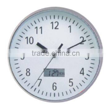 11'' plastic quartz wall clock with LCD