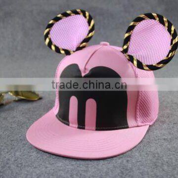 Hot selling Mickey style pink white blue black big mouse ear Basketball Baseball snapback Caps outdoor summer sports hiphop hats