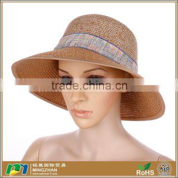 Women's sun protecting large brim panama straw boater hat