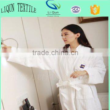 Kimono Collar Stripe Velour Bathrobe With Hotel Logo Robe