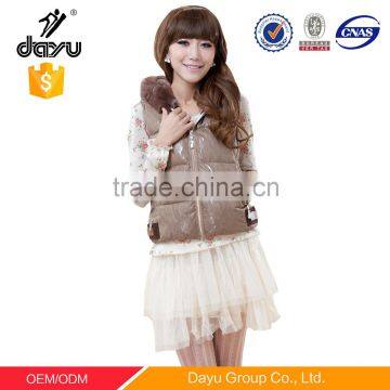 Women vest rex rabbit padded down vest waterproof windbreaker fur vests lace coat from china