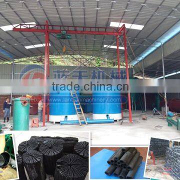 Airflow hoisting continuous wood charcoal carbonization furnace