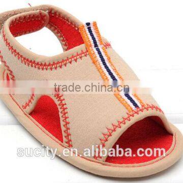 2014 New Designs Flat Fabric Baby Barefoor Sandals