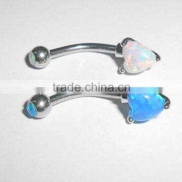 Double Opal Navel Ring, Nipple Ring, Body Piercing Jewelry