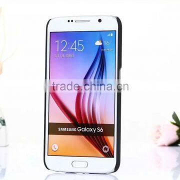 Wood Pattern PU+Rubberized pc Leather Back Hard Case for Samsung S6