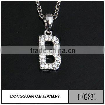 wholesale price rhodium s alphabet pendant designs based on 925 silver