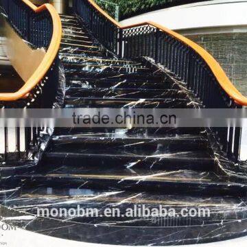 Luxury deisgn black marquie marble stair case for hotel lobby