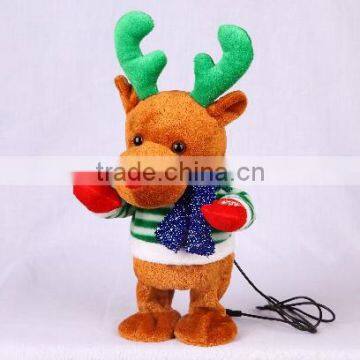 Animated swing body stuffed animal plush toy, christmas Reindeer with MP3 player function