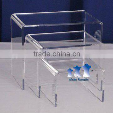 Multi purpose 3 pieces clear acrylic riser/acrylic shelf risers