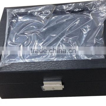 Leather Watch Box with glass on the top cover for 8 pcs