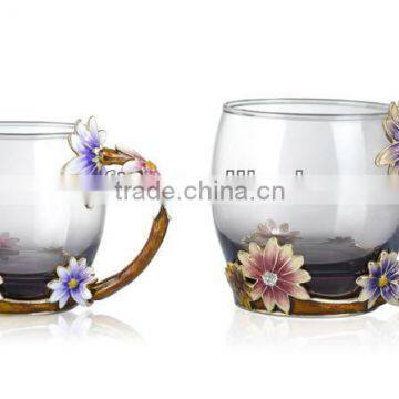 RORO 2013 New March in Paris daisy enamel pewter crystal glass water cup