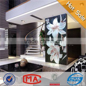 low price but luxury good quality decoration mosaic tile pictures lily flowers 3d mosaic wall mural