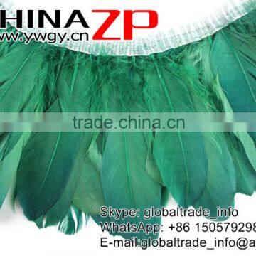 NO.1 Supplier CHINAZP Wholesale Selected Prime Quality Dyed Kelly Green Goose Satinettes Feathers Plumage Trim Fringe photo-2