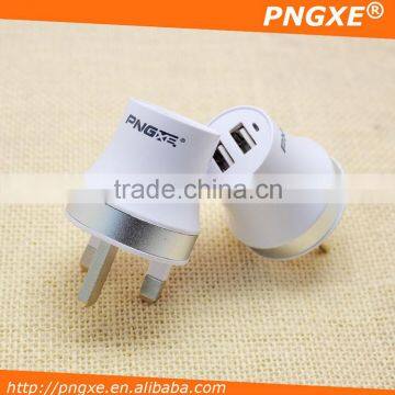 PNGXE White Shell Dual USB Ports UK wall charger for android tablets AD-103