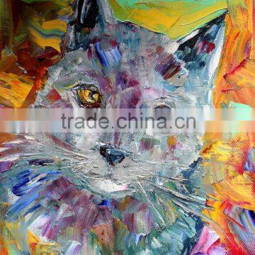 100% Hand Painted Abstract Mural Animals Oil Painting Wall Knife Lovely Dog Painting For Living Room photo-3