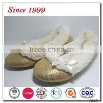 fashion luxury sequined ballet ladies slippers with bow tie