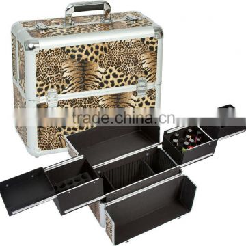 Leopard Nail Polish Makeup Cosmetic Case Foundation Organizer Kit