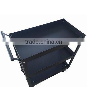 Black Rolling Metal 3 Tray Utility Tool Service Push Cart Shelf Storage Wheeled photo-5
