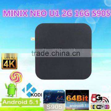 2016 bestselling origional minix neo u1 android 5.1.1 tv box s905 quad-core TV box with A2 lite keyboard