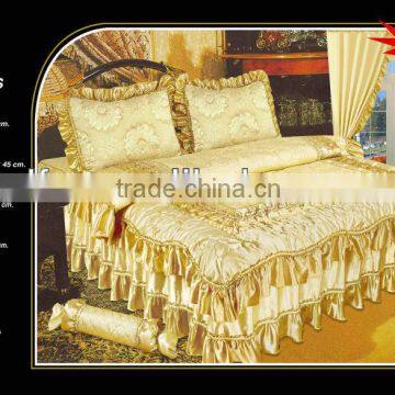 8pcs Satin Embossed Embroidery Bedspread Set