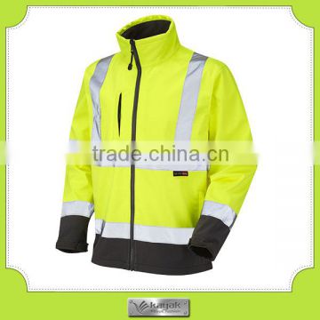 custom-made men's reflective water-poof hi vis softshell jacket