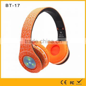 Headband style Wireless double ears shenzhen bluetooth headset With LED Scroller and Selfile FM funtcions