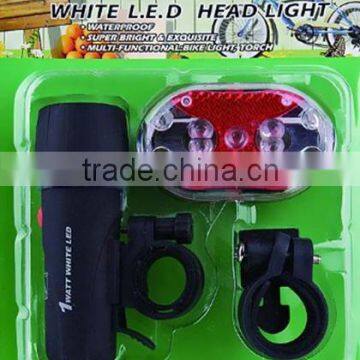 2015hot Sale Bicycle Front Light+rear Light Set 1wat Super Bright Light Set Bike Light Set