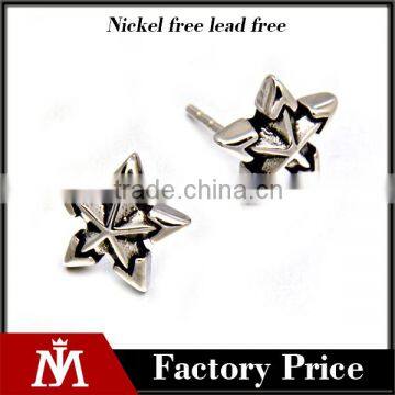 Simple Design Mesn Silver Jewelry Vintage Stainless Steel Star Earrings