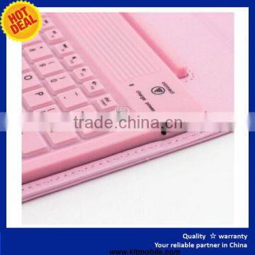 Bluetooth Wireless Silicone Keyboard Pink Color Leather Tablet Case Stand Cover With Charging Cable photo-5