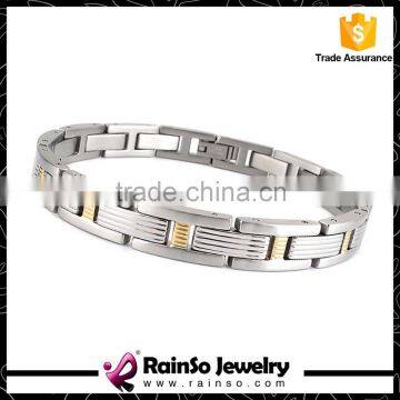 Wholesale Silver Gold Inlay 316L Stainless Steel Bracelet for Men photo-3