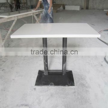 Simble counter for fast food , solid surface table top with stainless table base