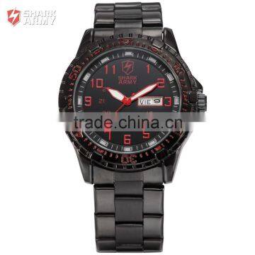 Shark Army Analog Sport Black Stainless Steel Military Quartz Men Watch
