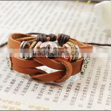 latest design braided cord handmade leather bracelet