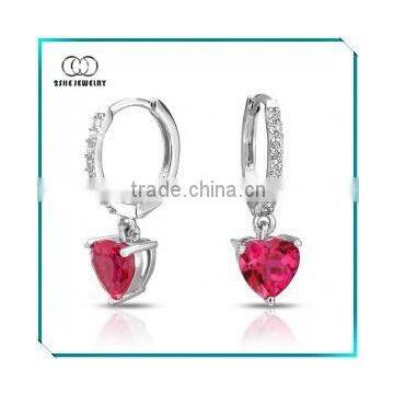 Heart shaped ruby earrings for Valentine