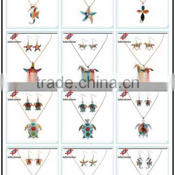 No.1 yiwu exporting commission agent wanted animal design long chain jewelry set necklace set