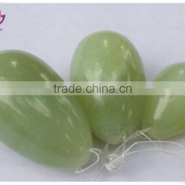 Certified Natural Green Xiuyan Jade Eggs Kegel Eggs Set With Drilled Hole