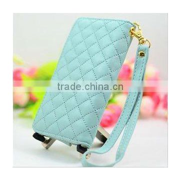 Plating Wallet soft PU Leather Case ID Card Cover For i Phone 4 4G 4S lightblue