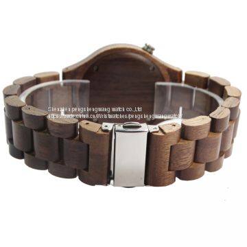 Fashion Walnut Wood Watches All Wood Band Woden Clock photo-4