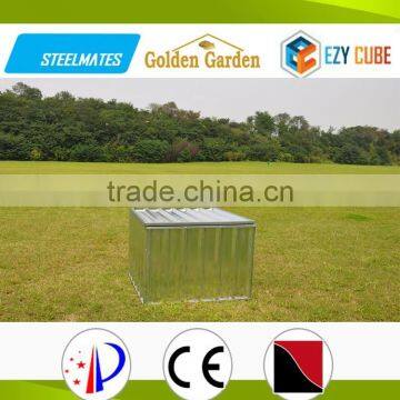 Water resistance prefab metal structure storage box with gas lever cover