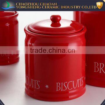 Home Storage Ceramic Red Glazed Airtight Canister 5pcs for Sale photo-5
