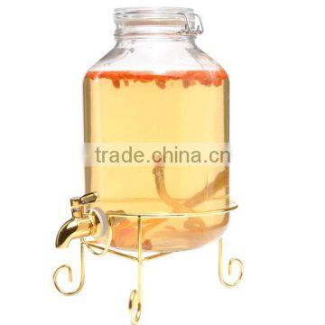 Glass Mason Jar Beverage Drink Dispenser With Metal Stand and Tap photo-4