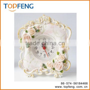 Petite Floral Alarm Clock Fashion vintage home rustic alarm clock rose small alarm clock furnishings carved resin table clock