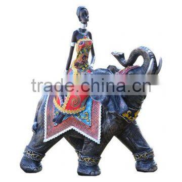 New Polyrsesin Resin Fabric African Lady on Elephant Gifts photo-4